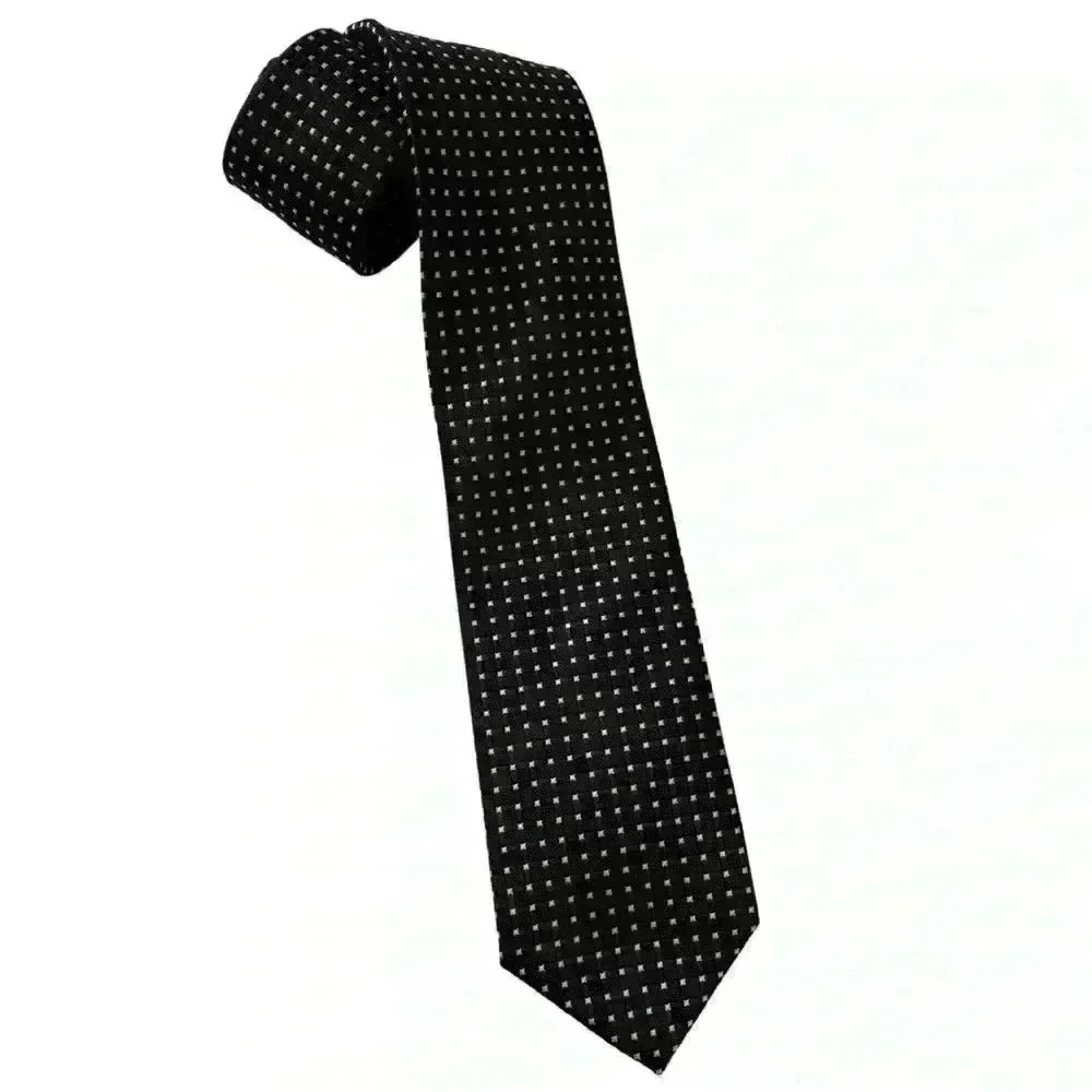 SPARKS John Sparks men’s neck tie black white silver dot handmade 100% polyester